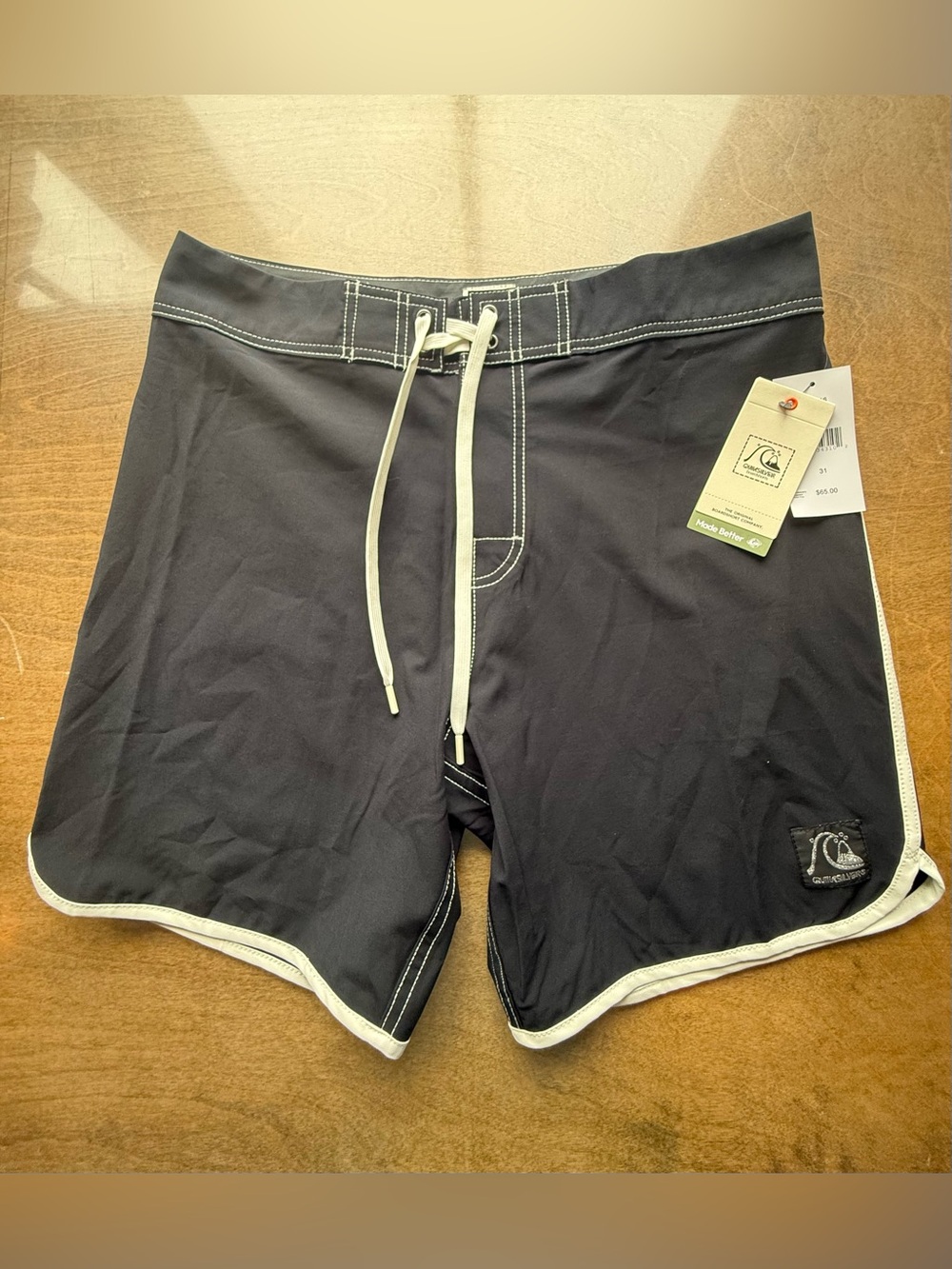 NWT Quiksilver Original Scallop Boardshorts Black White 31 Surf